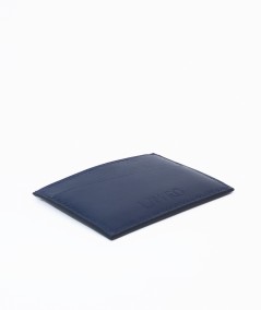 porte-cartes compact lamaro bleu nuit vue à plat