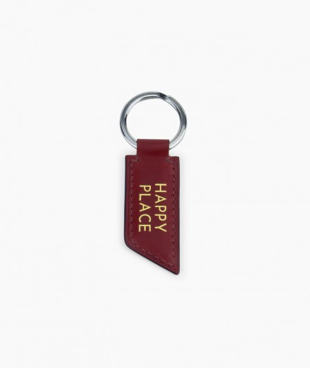 Porte-clés en cuir rouge HAPPY PLACE