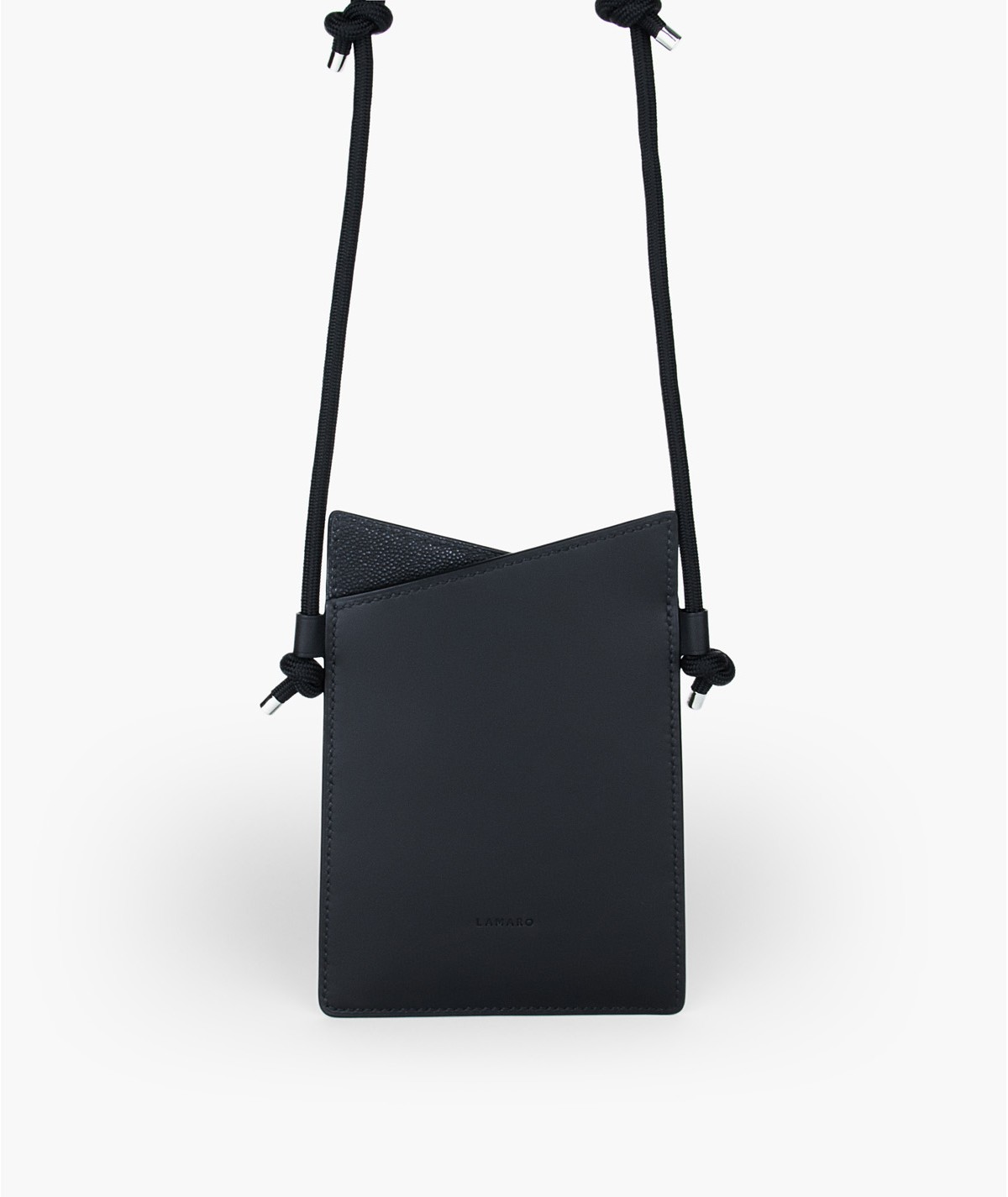 Sac de téléphone en cuir noir mat Lamaro