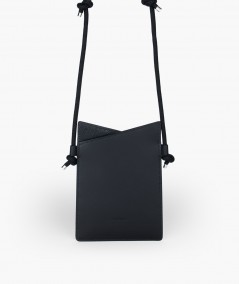 Sac de téléphone en cuir noir mat Lamaro