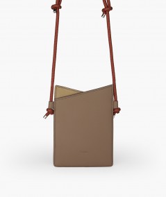 Sac de téléphone en cuir taupe Lamaro