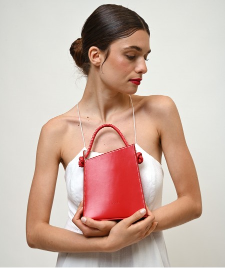 mini sac rouge en cuir made in france fabrication artisanale